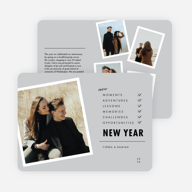 New Moments Checklist New Year Cards and Invitations - Gray