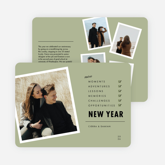 New Moments Checklist New Year Cards and Invitations - Green