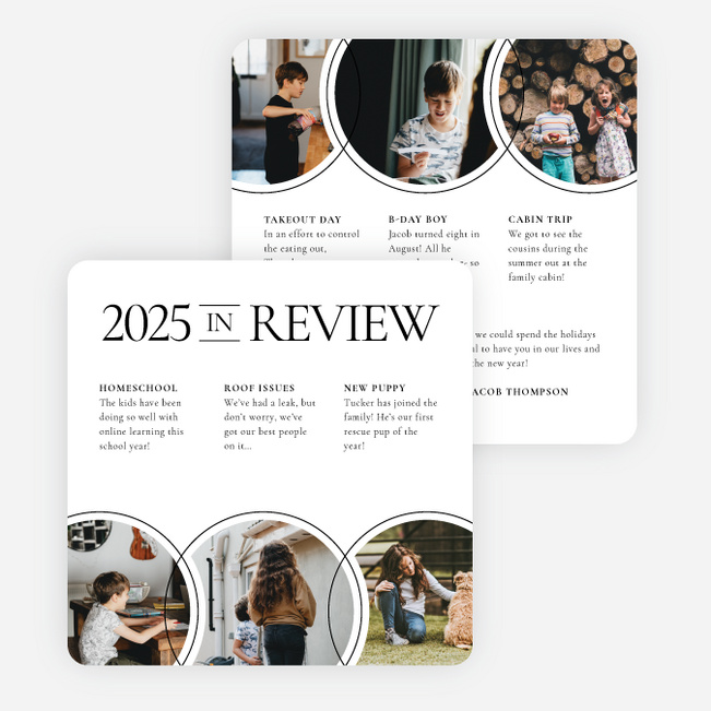 Bubbly Review Holiday Cards and Invitations - Black