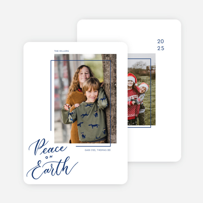 Offset Border Christmas Cards - Blue