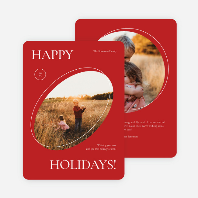 Offset Cutouts Holiday Cards and Invitations - Red
