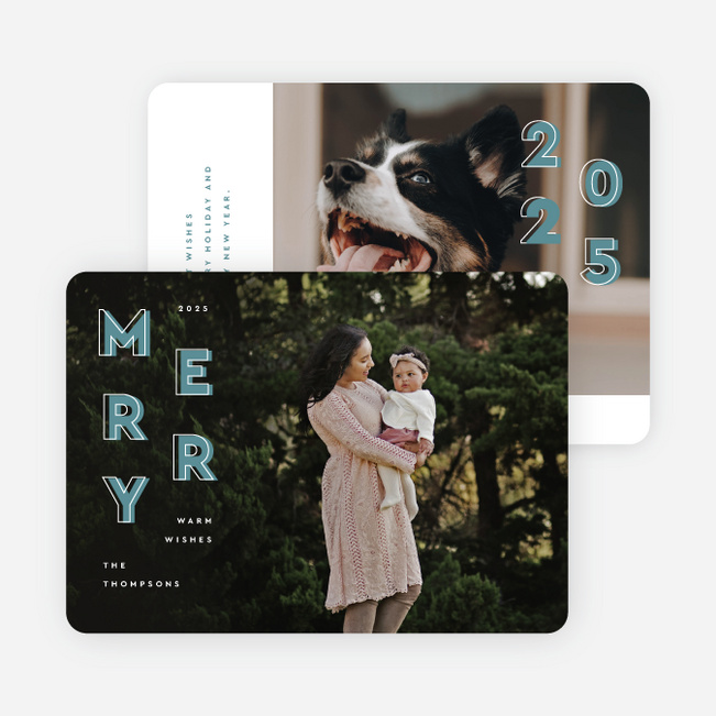 Offset Merriment Holiday Cards and Invitations - White