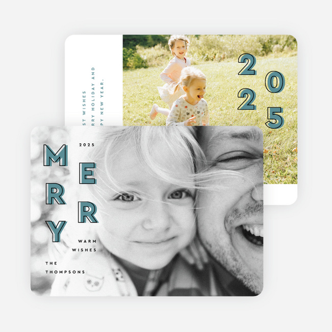 Offset Merriment Holiday Cards and Invitations - Black