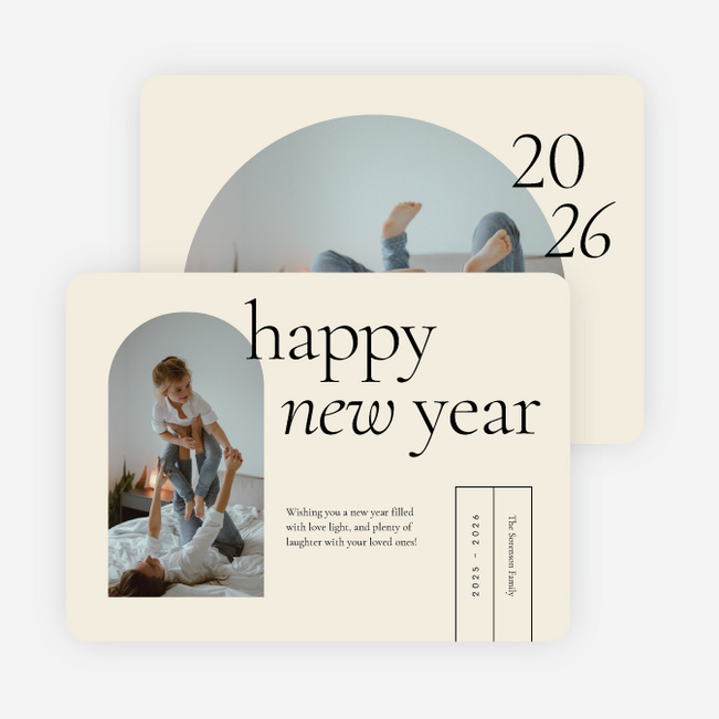 Over the Horizon New Year Cards and Invitations - Beige