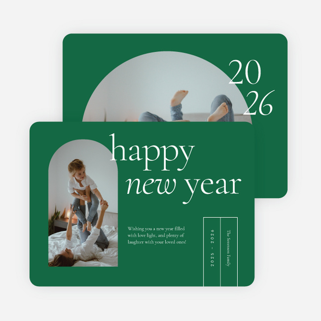 Over the Horizon New Year Cards and Invitations - Green