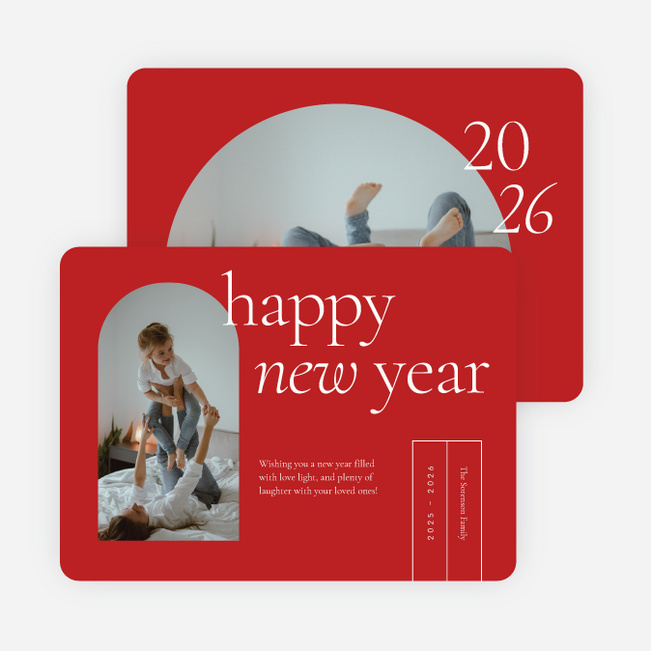 Over the Horizon New Year Cards and Invitations - Red