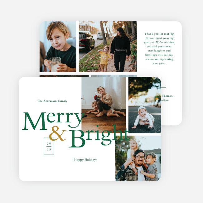 Overlapping Brightness Christmas Cards - Green