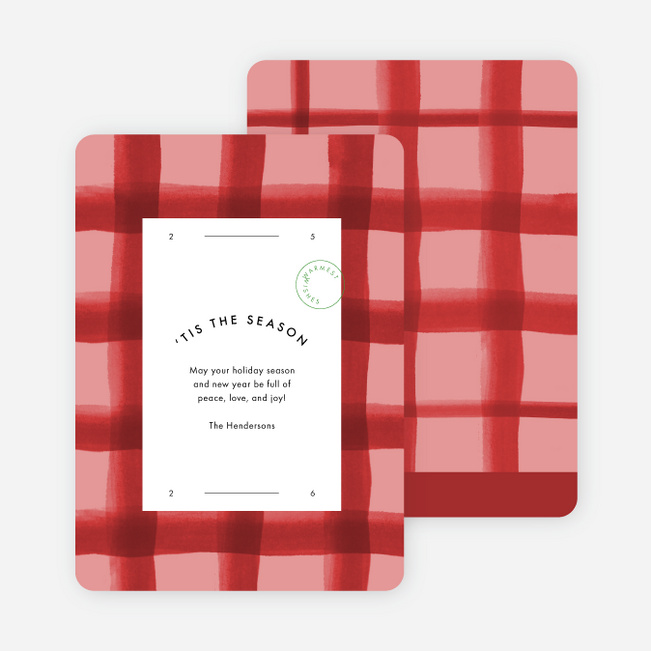 Plaid Frame Holiday Cards - Red