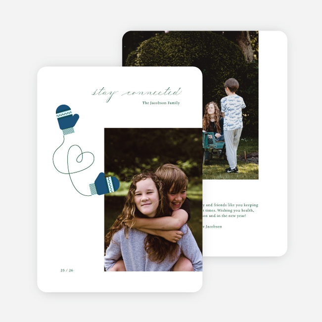 Warm Mittens Multi Photo Holiday Cards - Blue