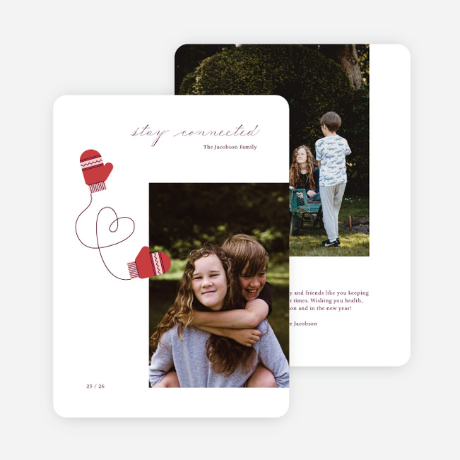 Warm Mittens Multi Photo Holiday Cards - Red