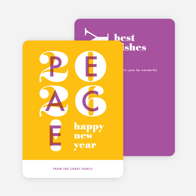 Peace Overlay New Year Cards - Yellow