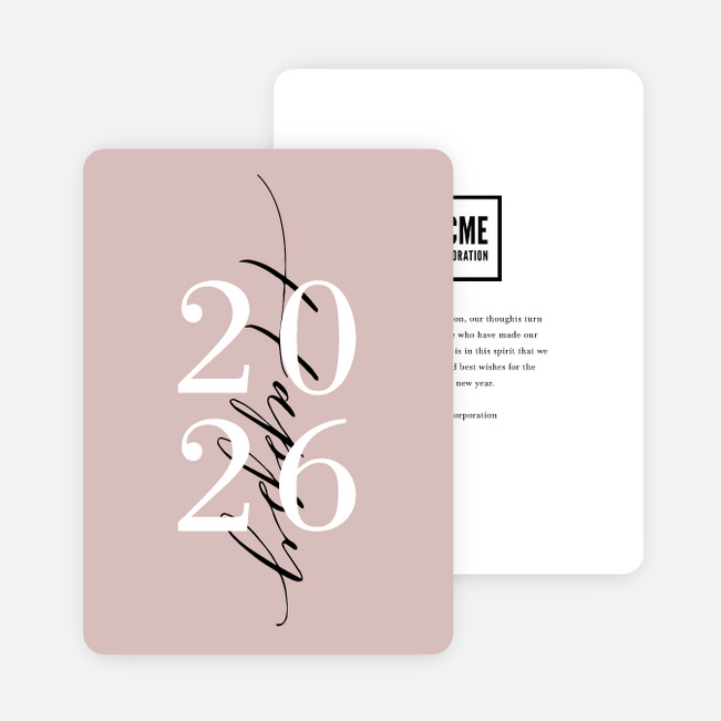Stacked New Year Company Holiday Cards - Pink