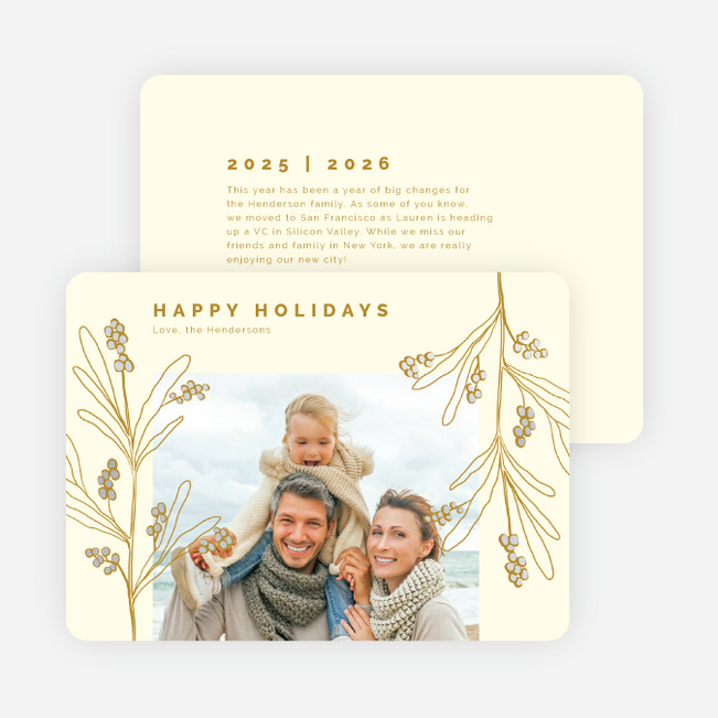 Foil Hanging Mistletoe Holiday Cards and Invitations - Gray