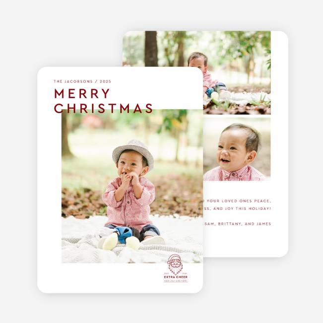 Festive Stamp Christmas Cards - Red