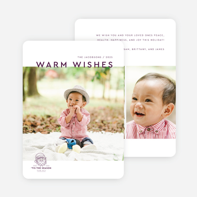 Festive Stamp Multi Photo Holiday Cards - Purple