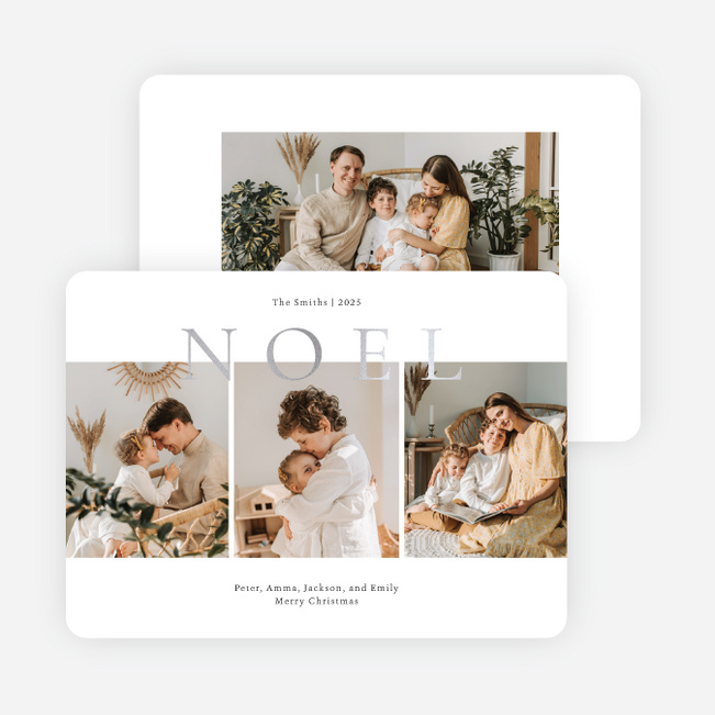 Foil Timeless Noel Multi Photo Holiday Cards - Gray