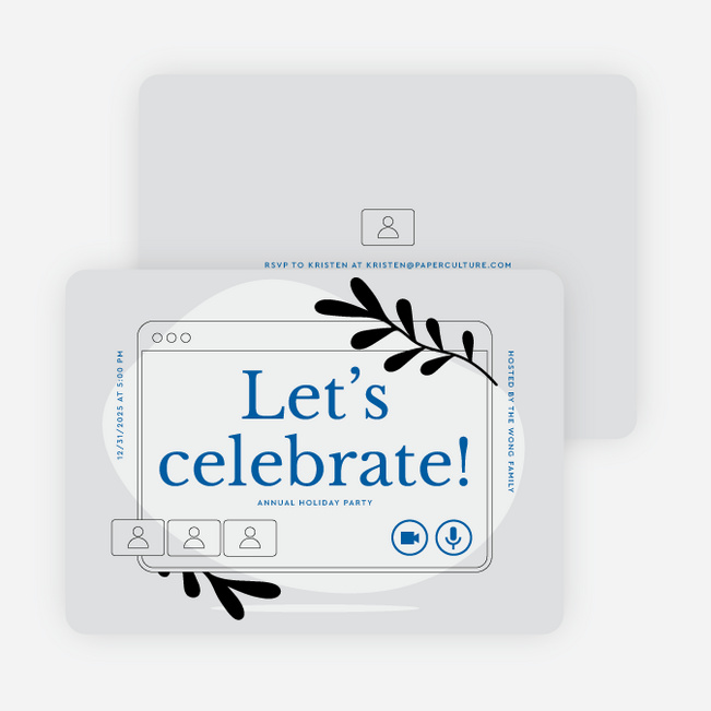 Virtual Party Holiday Invitations - Gray