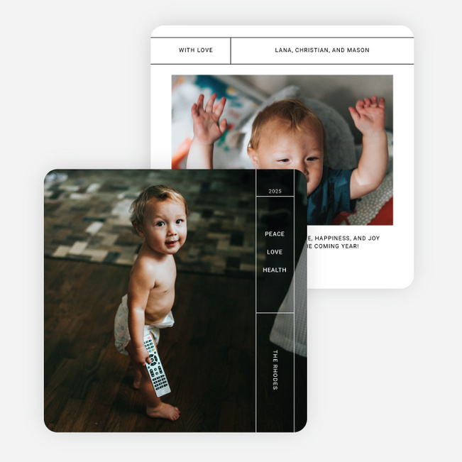 Banded Peace, Love, & Health Holiday Cards and Invitations - White