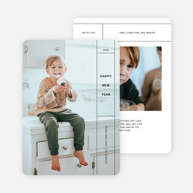 Banded Peace, Love, & Health New Year Cards and Invitations - Black