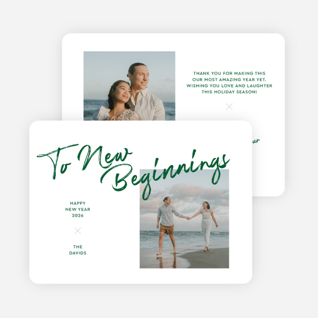 Brushed by the Season New Year Cards and Invitations - Green