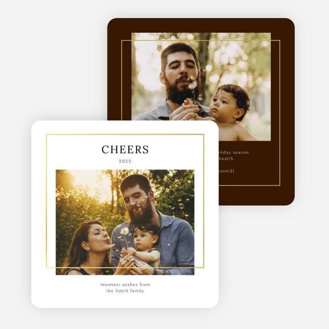 Foil Little Frame Multi Photo Holiday Cards - Yellow