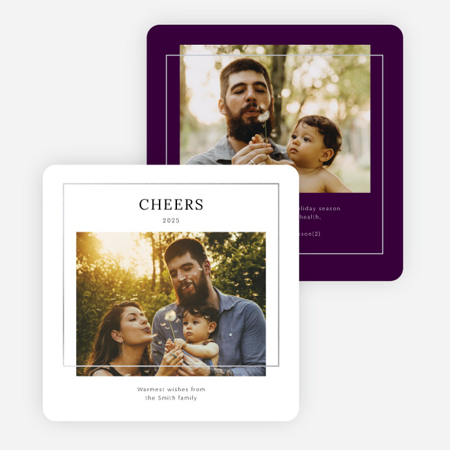 Foil Little Frame Multi Photo Holiday Cards - Gray