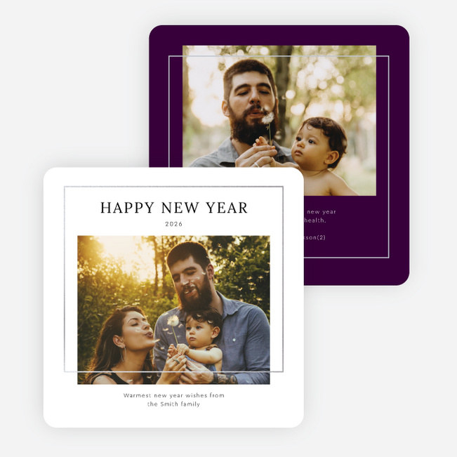 Foil Little Frame New Year Cards and Invitations - Gray