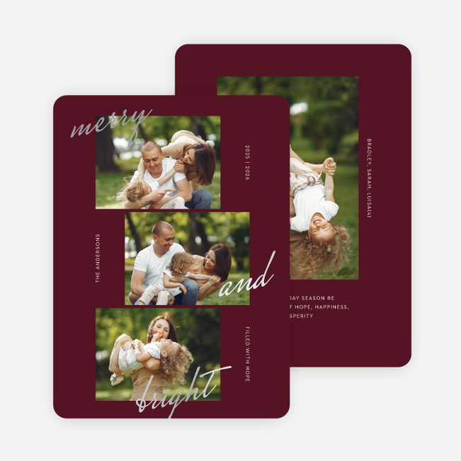 Foil So Merry Multi Photo Holiday Cards - Gray