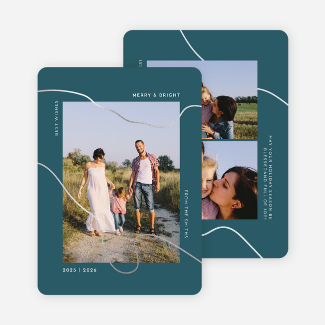 Foil Twist Multi Photo Holiday Cards - Gray