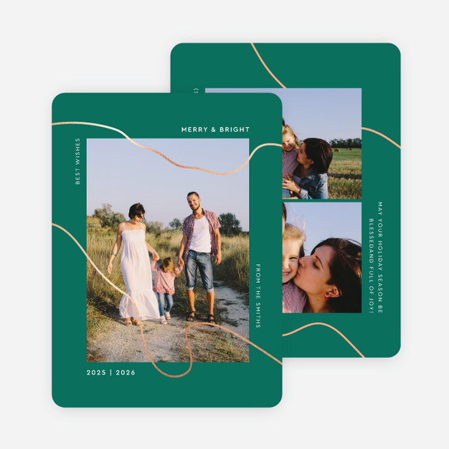 Foil Twist Multi Photo Holiday Cards - Pink