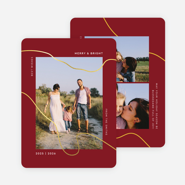 Foil Twist Multi Photo Holiday Cards - Yellow