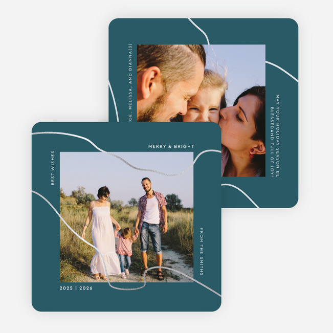 Foil Twist Multi Photo Holiday Cards - Gray