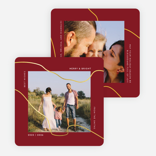 Foil Twist Multi Photo Holiday Cards - Yellow