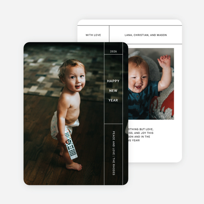 Banded Peace, Love, & Health New Year Cards and Invitations - White