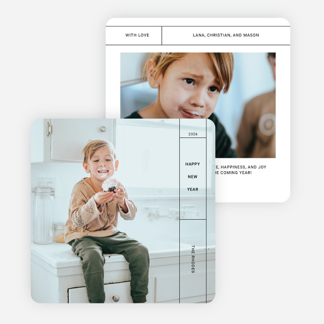 Banded Peace, Love, & Health New Year Cards and Invitations - Black