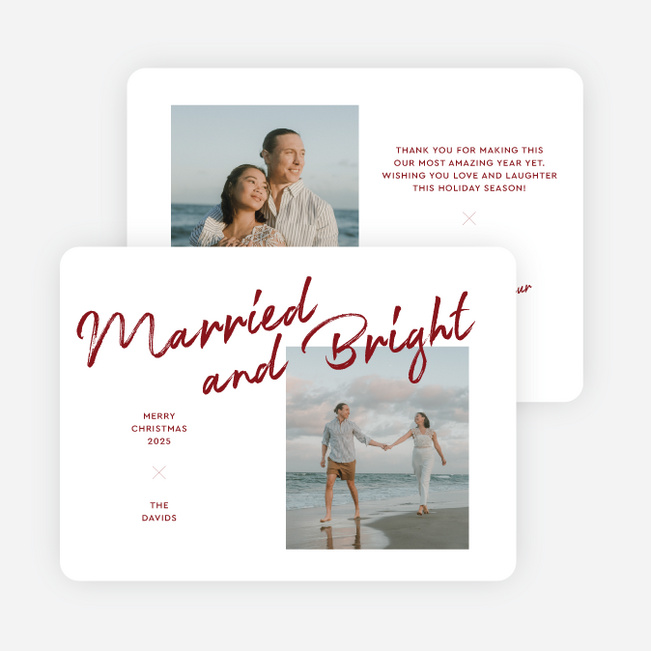 Brushed by the Season Personalized Christmas Cards - Red