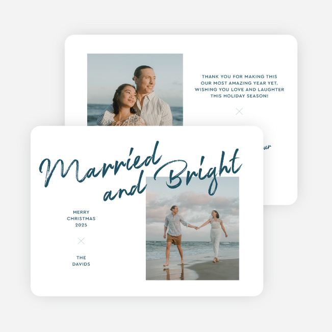 Brushed by the Season Personalized Christmas Cards - Blue