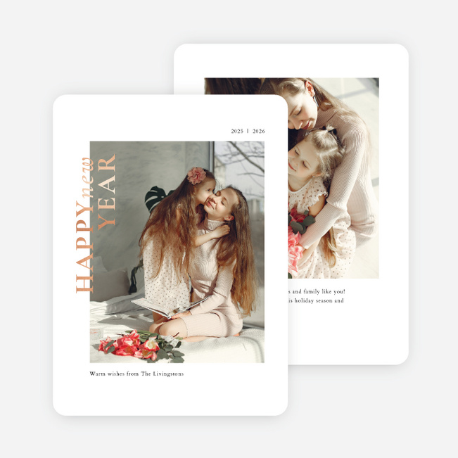 Foil Newness New Year Cards and Invitations - Pink