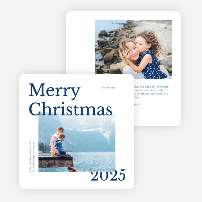 Happiness Aligned Christmas Cards - Blue