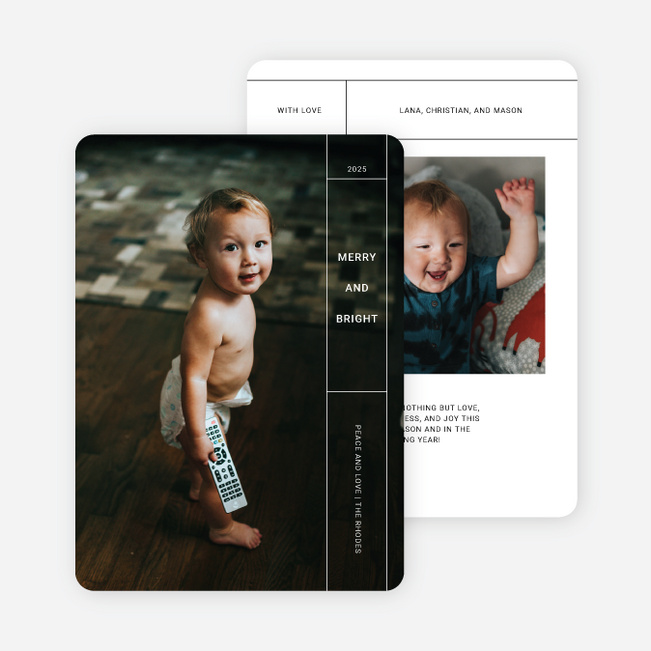 Banded Peace, Love, & Health Personalized Christmas Cards - White