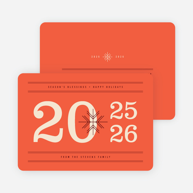 Big Numbers New Year Cards - Red