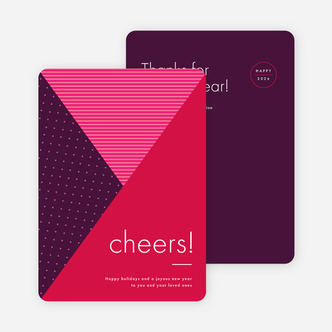 Intersecting Patterns Corporate New Year Cards - Red