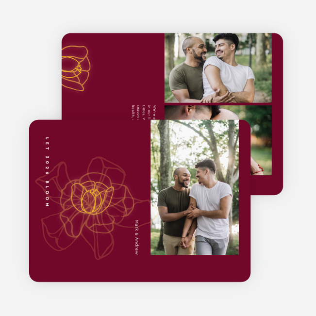 Bloom in Motion New Year Cards and Invitations - Red