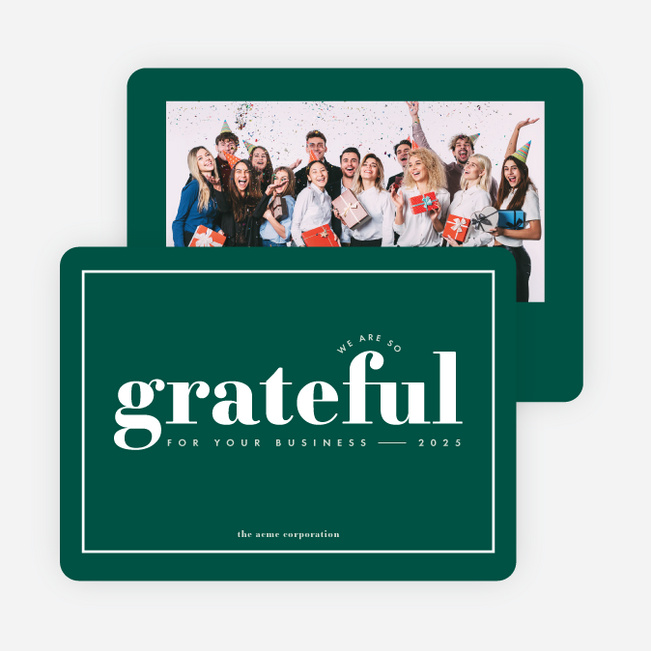 So Grateful Business Holiday Cards - Green