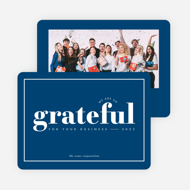 So Grateful Business Holiday Cards - Blue