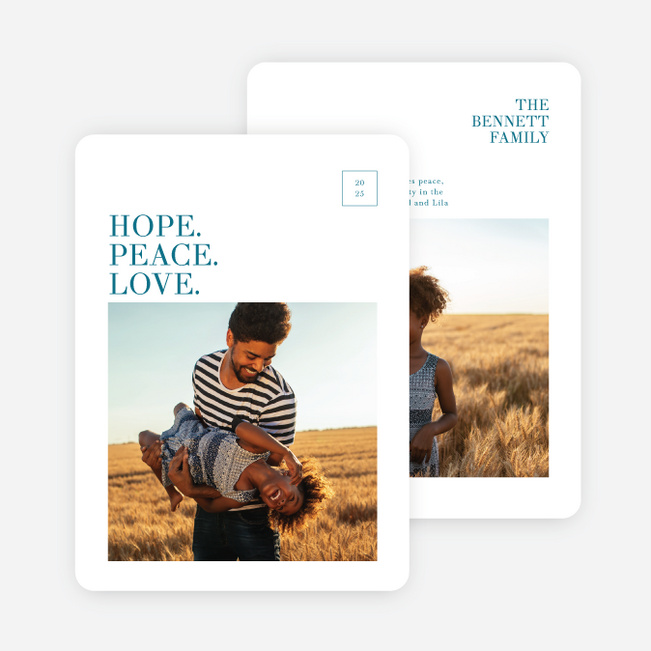 Clean Angles Multi Photo Holiday Cards - Blue