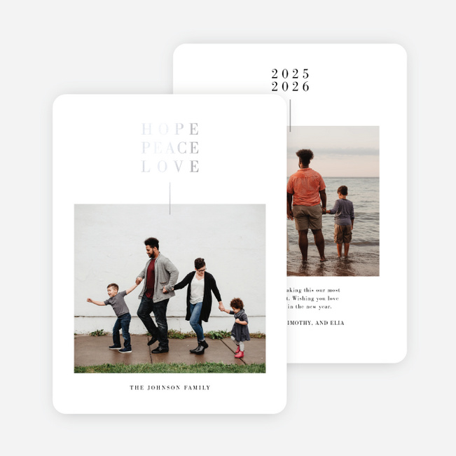 Foil Pinned Love Multi Photo Holiday Cards - Gray