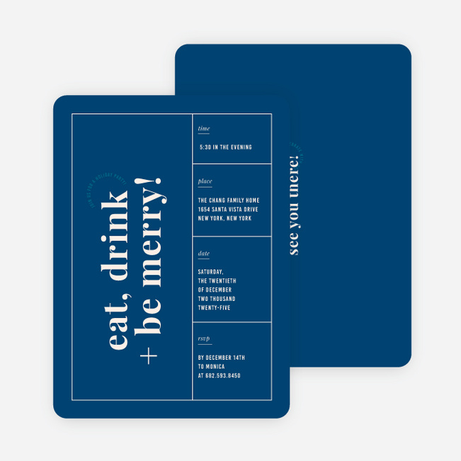 Rustic Fun Holiday Invitations - Blue