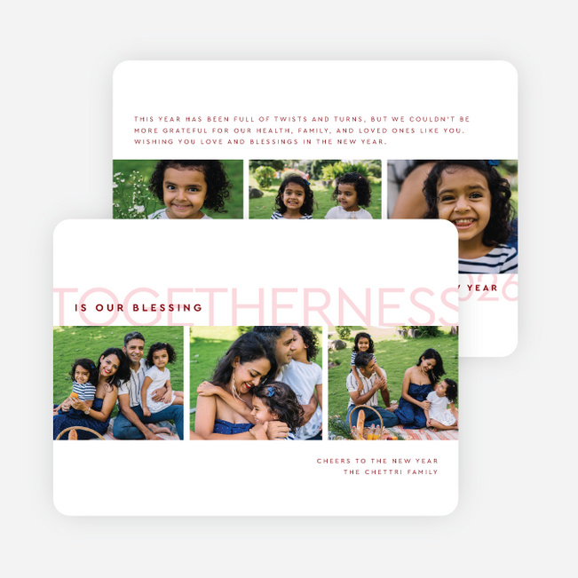 Together & Blessed New Year Cards and Invitations - Red