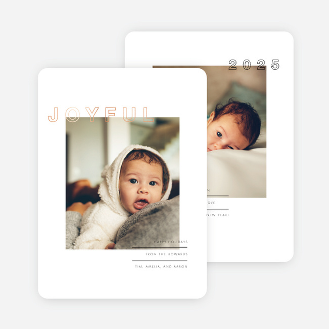 Foil Joyful Outline Holiday Cards - Pink